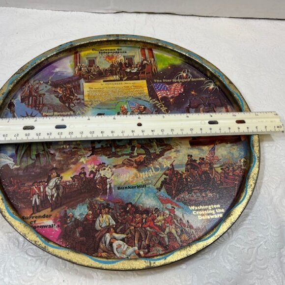 VTG 1976 United States Bicentennial Tin Metal Round Souvenir Serving Tray 11" - Picture 6 of 11